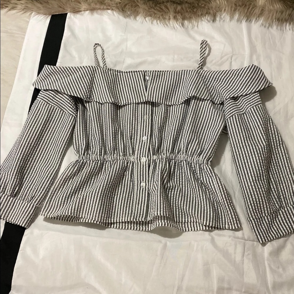 Off the shoulder blouse striped